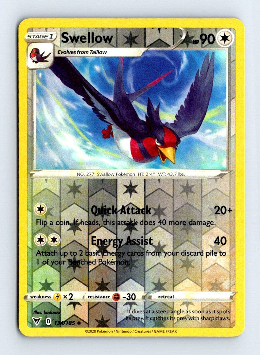 Swellow Reverse Holo 2020 Vivid Voltage Card # 134