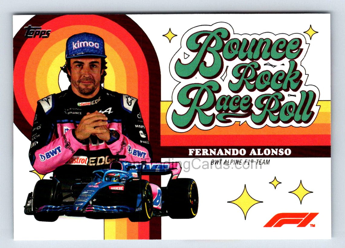 Fernando Alonso Bounce Rock Race Roll 2021 Topps Formula 1 Card # BRRR-FA
