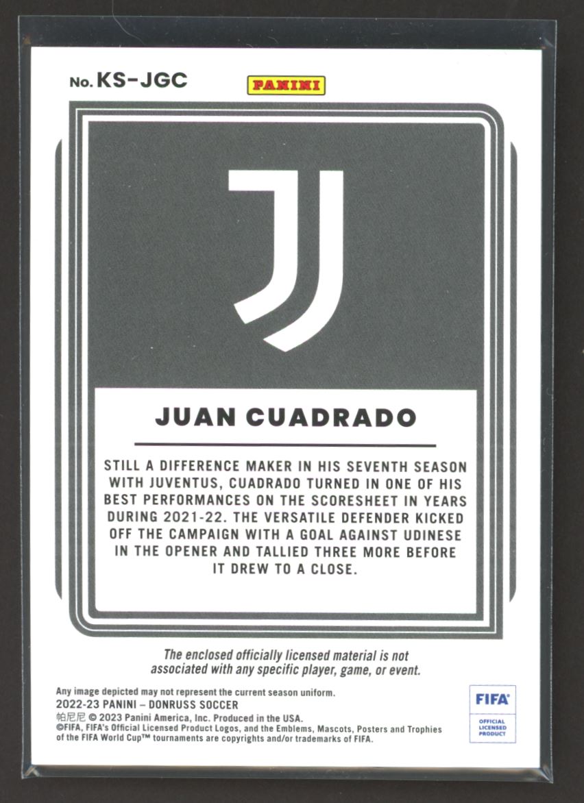 Juan Cuadrado 2 Color Patch 2022 Donruss Kit Series Card # KS-JGC