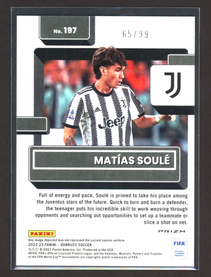 Matias Soule Optic Blue /99 2022 Donruss Optic Rated Rookie Rookie Card # 197