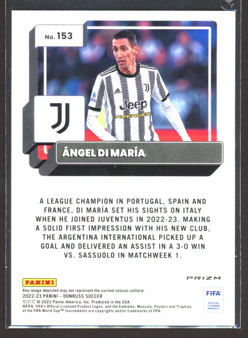 Angel Di Maria Silver Prizm 2022 Donruss Optic Card # 153