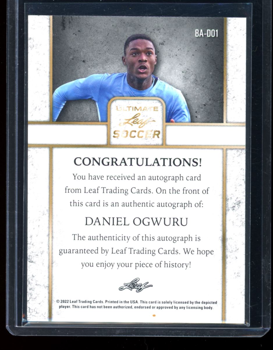 Daniel Ogwuru 1/5 2022 Leaf Ultimate Soccer Autograph Card # BA-D01