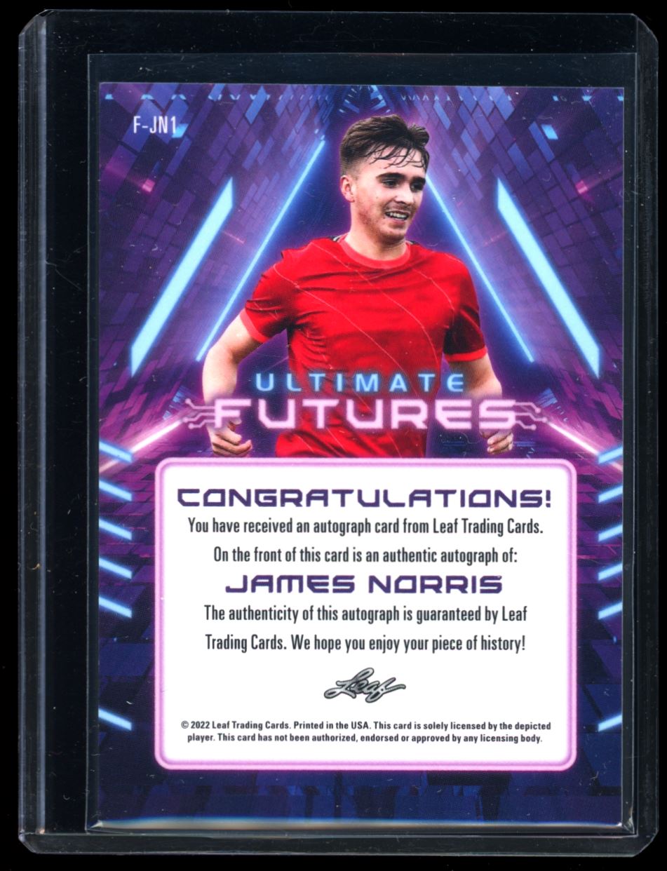 James Norris Ultimate Futures 7/8 2022 Leaf Ultimate Soccer Autograph Card # F-JN1
