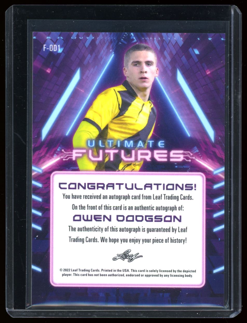 Owen Dodgson Ultimate Futures 11/18 2022 Leaf Ultimate Soccer Autograph Card # F-OD1