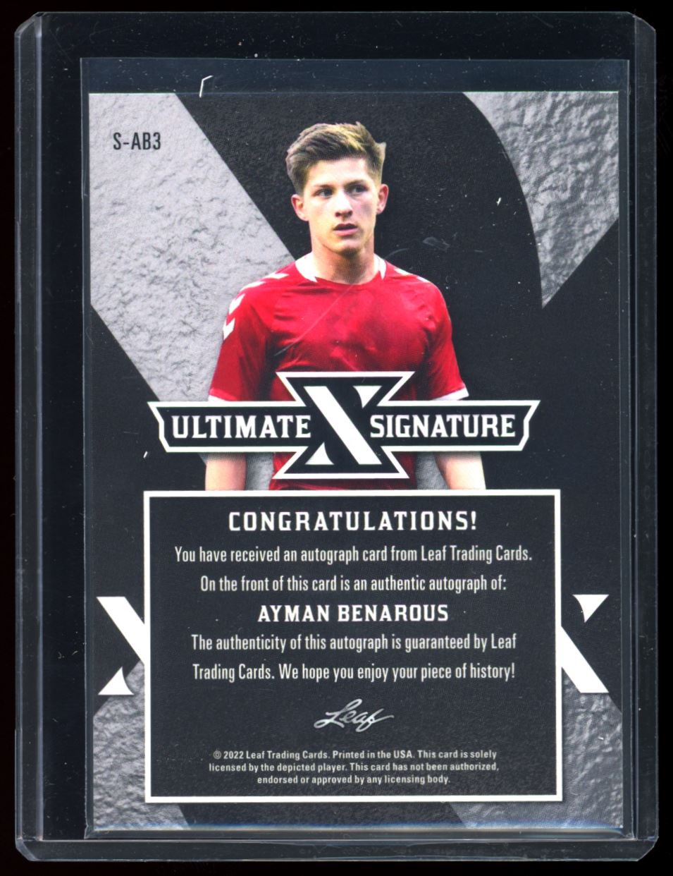 Ayman Benarous Ultimate Signatures 1/3 2022 Leaf Ultimate Soccer Autograph Card # S-AB3