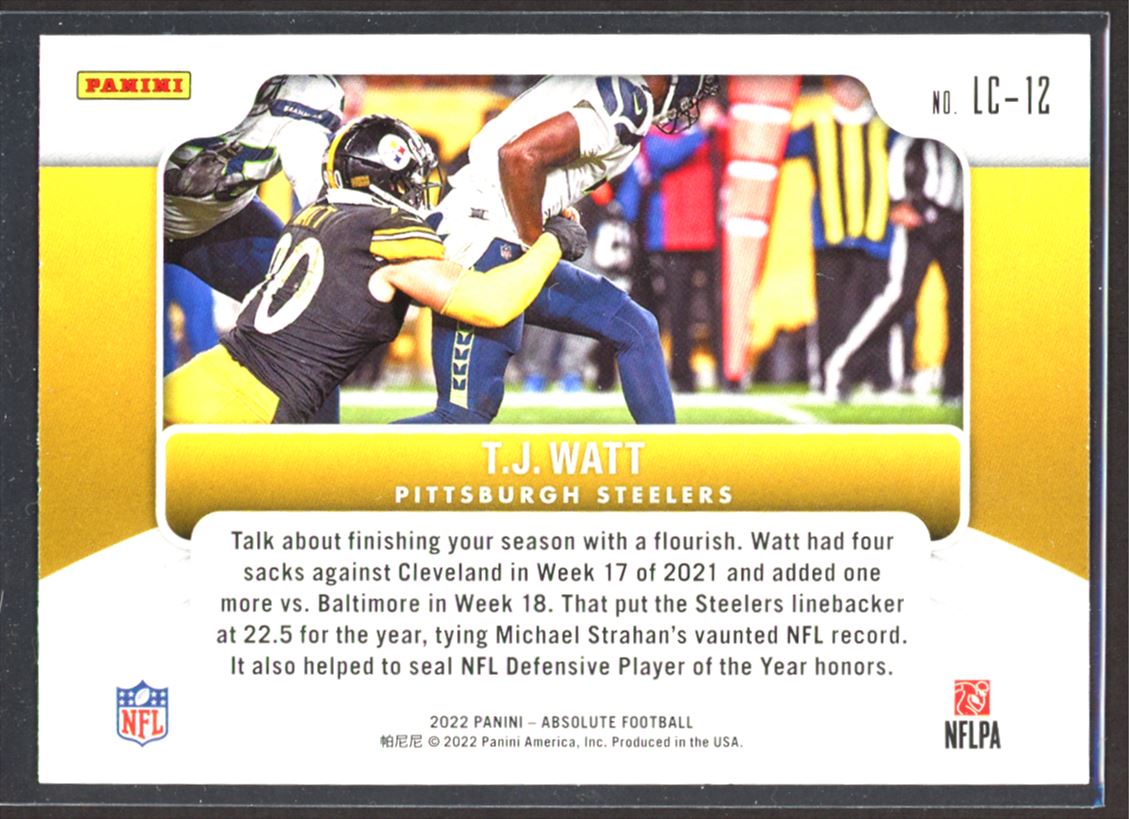 T.J. Watt 2022 Panini Absolute Last Call Card # LC-12