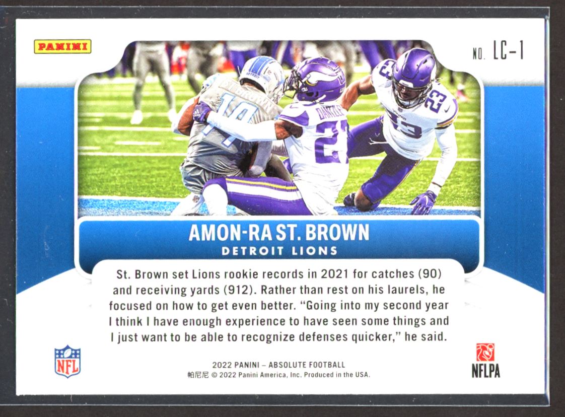 Amon-Ra St. Brown 2022 Panini Absolute Last Call Card # LC-1