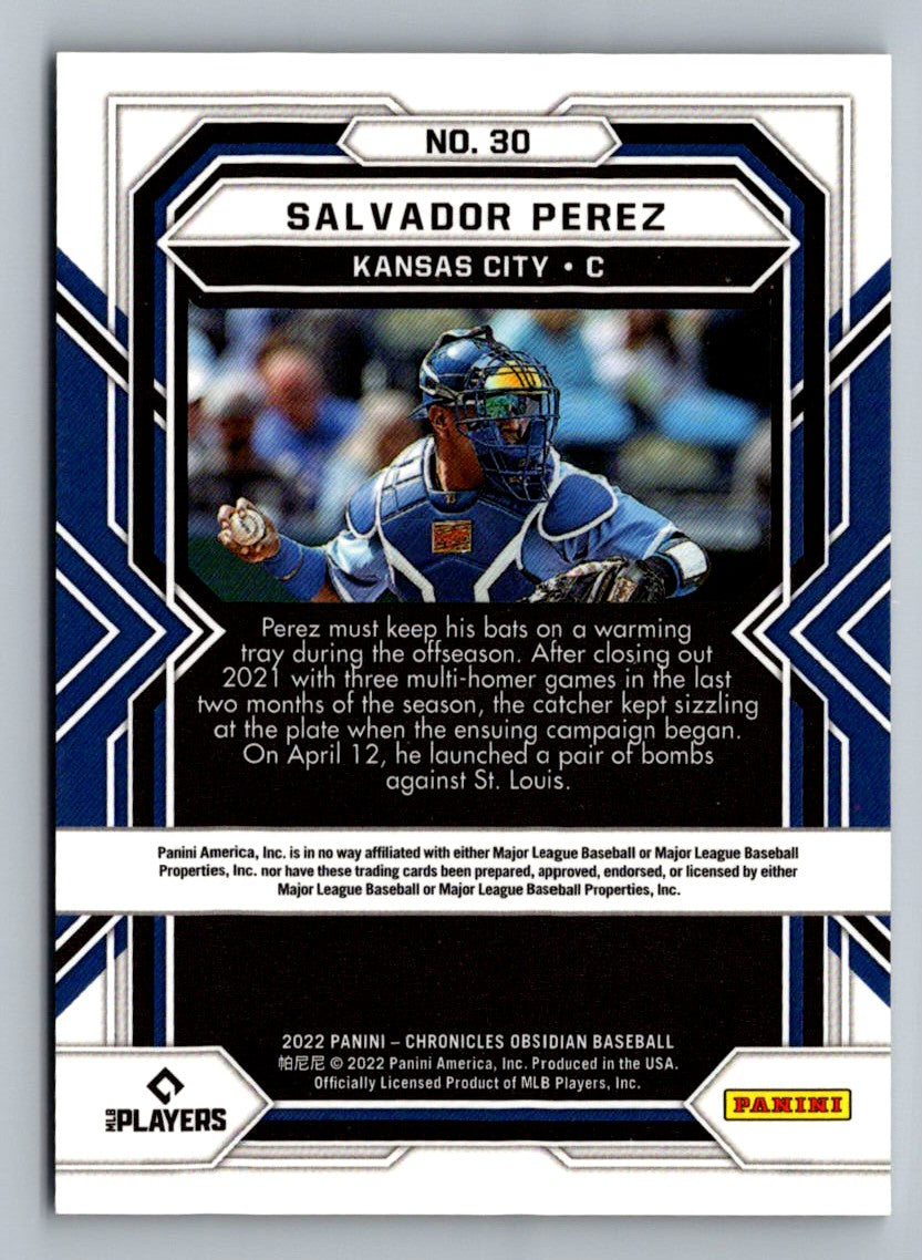 Salvador Perez (b) 2022 Panini Chronicles Obsidian Card # 30