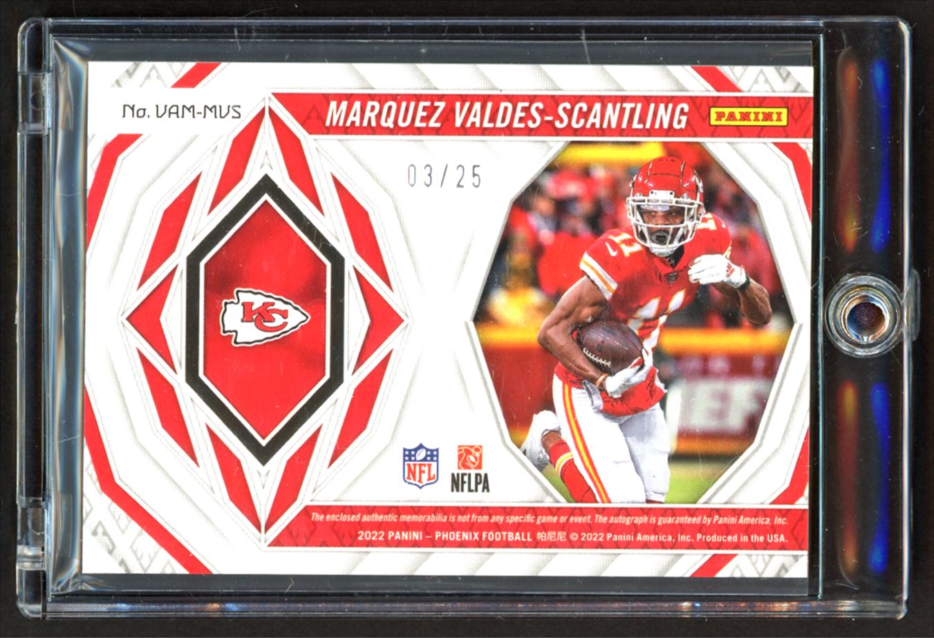 Marquez Valdes-Scantling Green Patch /25 2022 Panini Phoenix Veteran Autograph Card # VAM-MVS