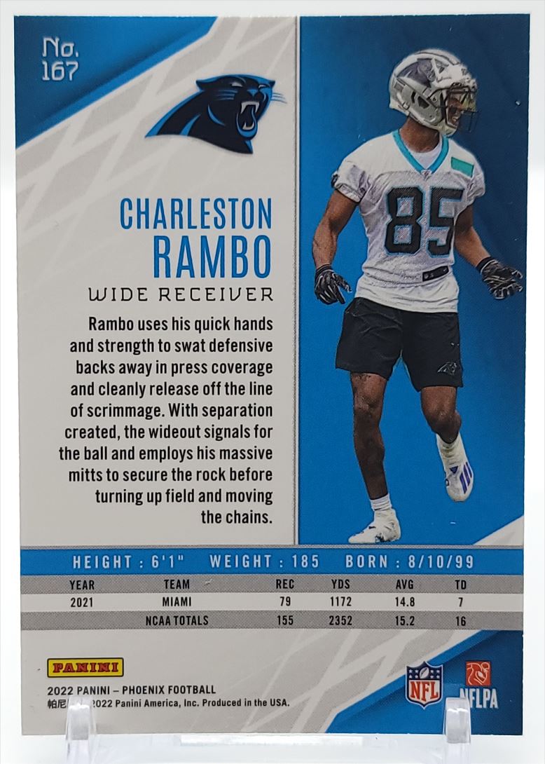 Charleston Rambo Color Burst 2022 Panini Phoenix Rookie Card # 167