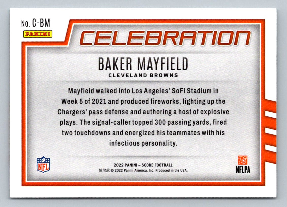 Baker Mayfield 2022 Score Celebration Card # C-BM