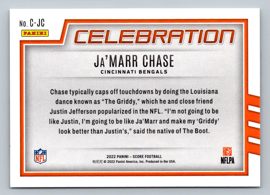 Ja'Marr Chase 2022 Score Celebration Card # C-JC