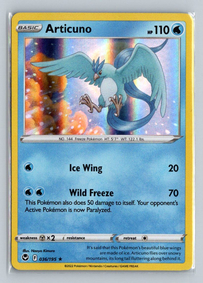 Articuno Holo 2022 Sword & Shield - Silver Tempest Card # 36 VTC Articuno Holo 2022 Sword & Shield - Silver Tempest Card # 36 VTC