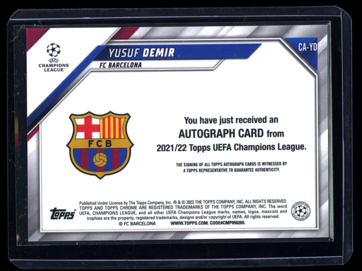 Yusuf Demir 2022 Topps Chrome UEFA Champions League Rookie Autograph Card # CA-YD