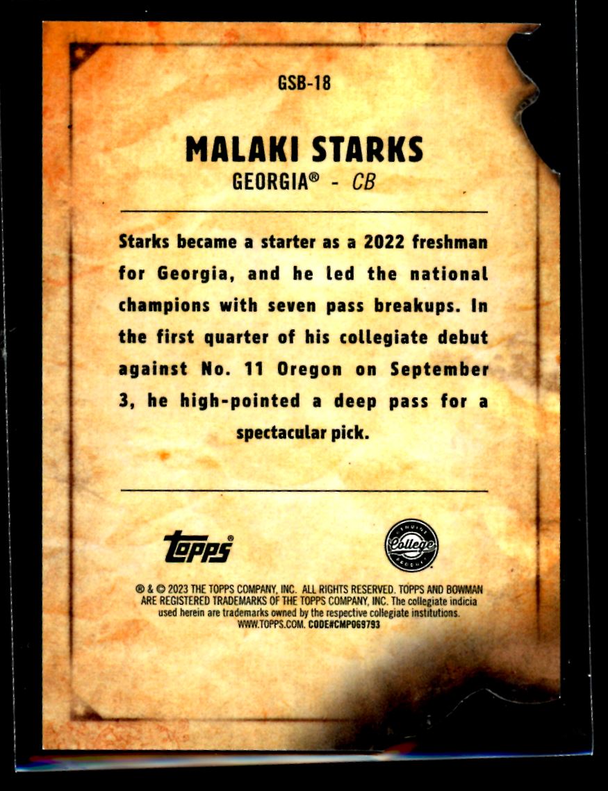 Malaki Starks Gold Wanted 18/50 Die-Cut 2023 Bowmans Best Rookie Card # GSB-18