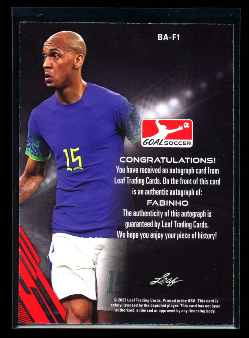 Fabinho 2023 Leaf Base Auto Autograph Card # BA-F1