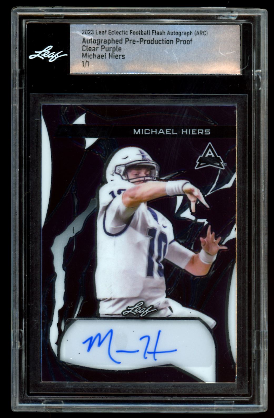 Michael Hiers Flash Autograph Pre-Production Proof 45292 2023 Leaf Eclectic Football Card # MH