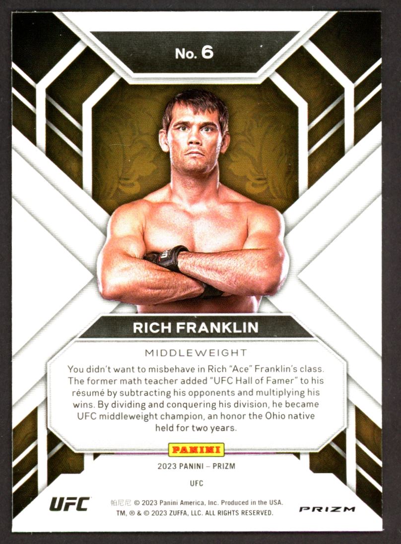 Rich Franklin Green Prizm 2023 Panini Prizm UFC Hall Monitors Card # 6