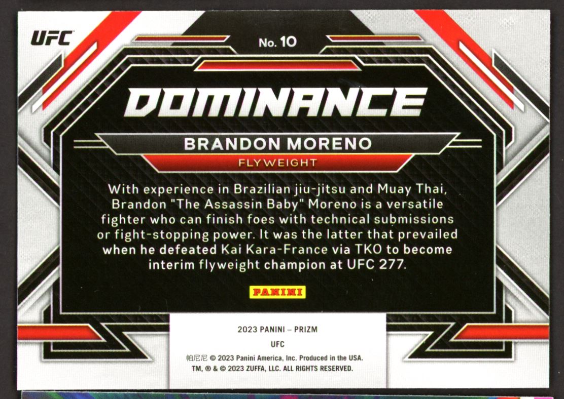 Brandon Moreno Dominance 2023 Panini Prizm UFC Card # 10
