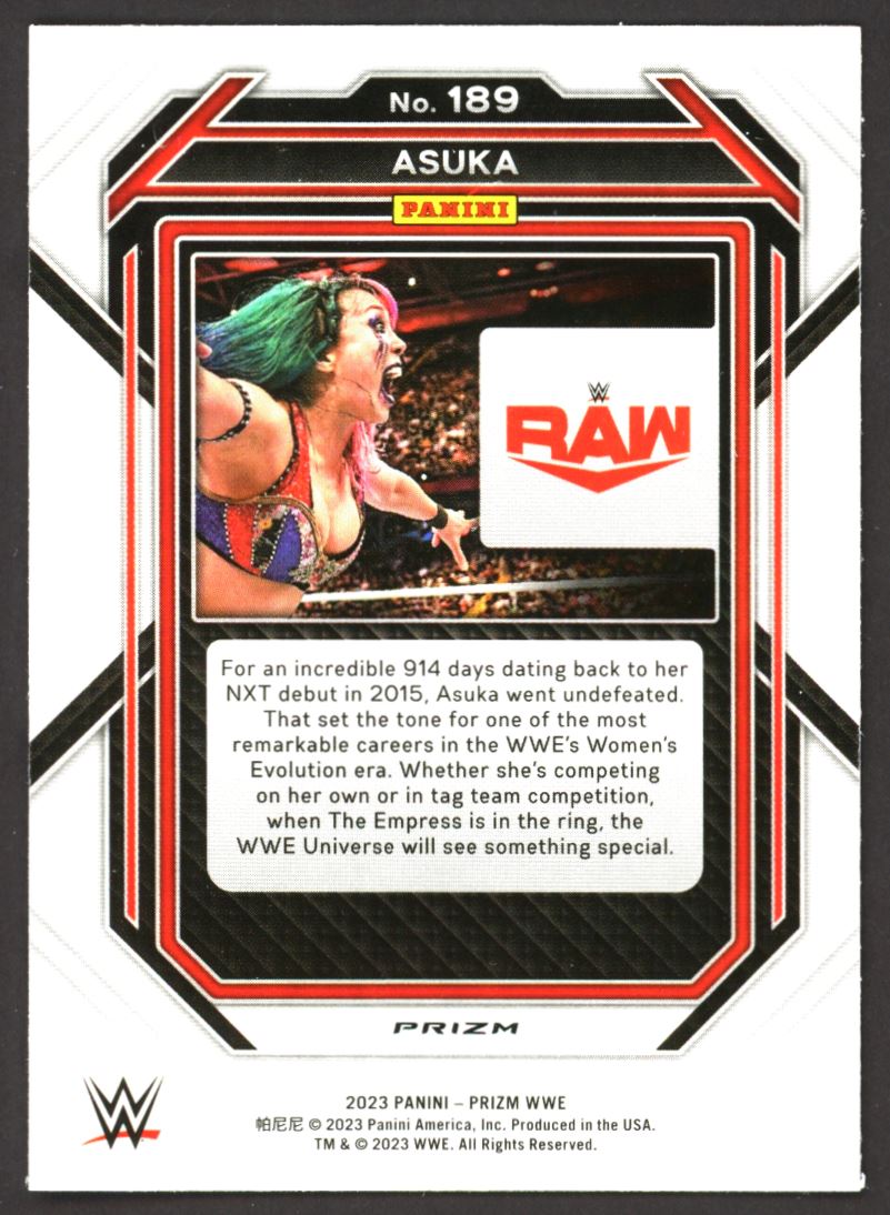 Asuka Green Prizm 2023 Panini Prizm WWE Card # 189