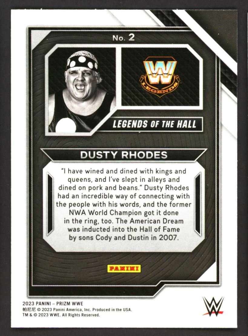 Dusty Rhodes Legends of the Hall 2023 Panini Prizm WWE Card # 2