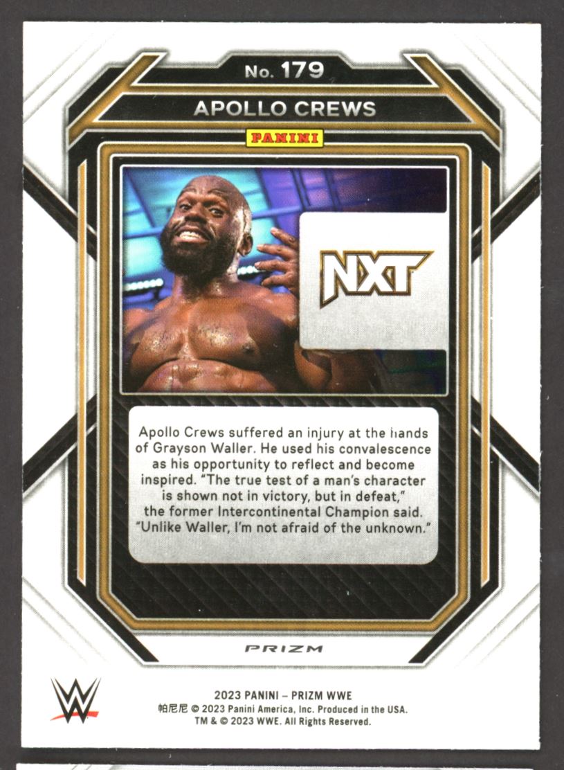 Apollo Crews Silver Prizm 2023 Panini Prizm WWE Card # 179