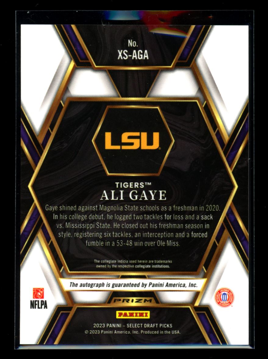 Ali Gaye X-Factor 2023 Panini Select Draft Picks Rookie Autograph Card # XS-AGA