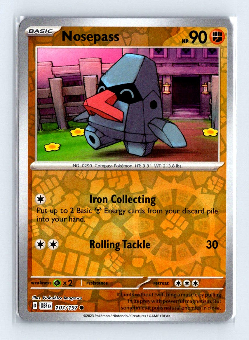 Nosepass Reverse Holo 2023 Scarlet & Violet Series - Obsidian Flames Card # 107