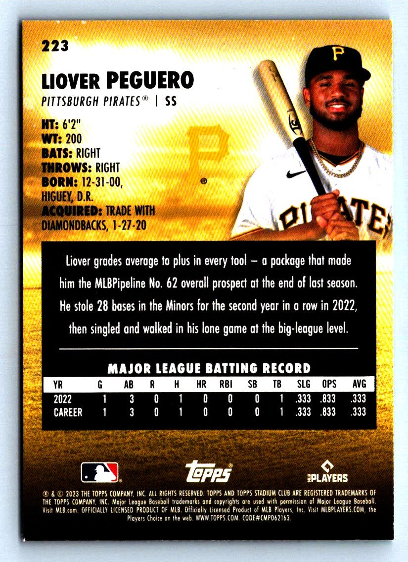 Liover Peguero Red 2023 Stadium Club Rookie Card # 223