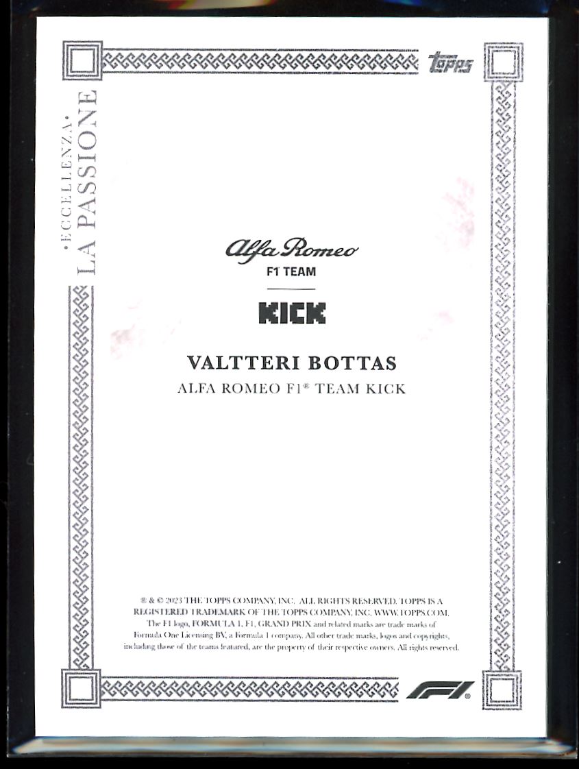 Valtteri Bottas La Passione 2023 Topps Eccellenza Card