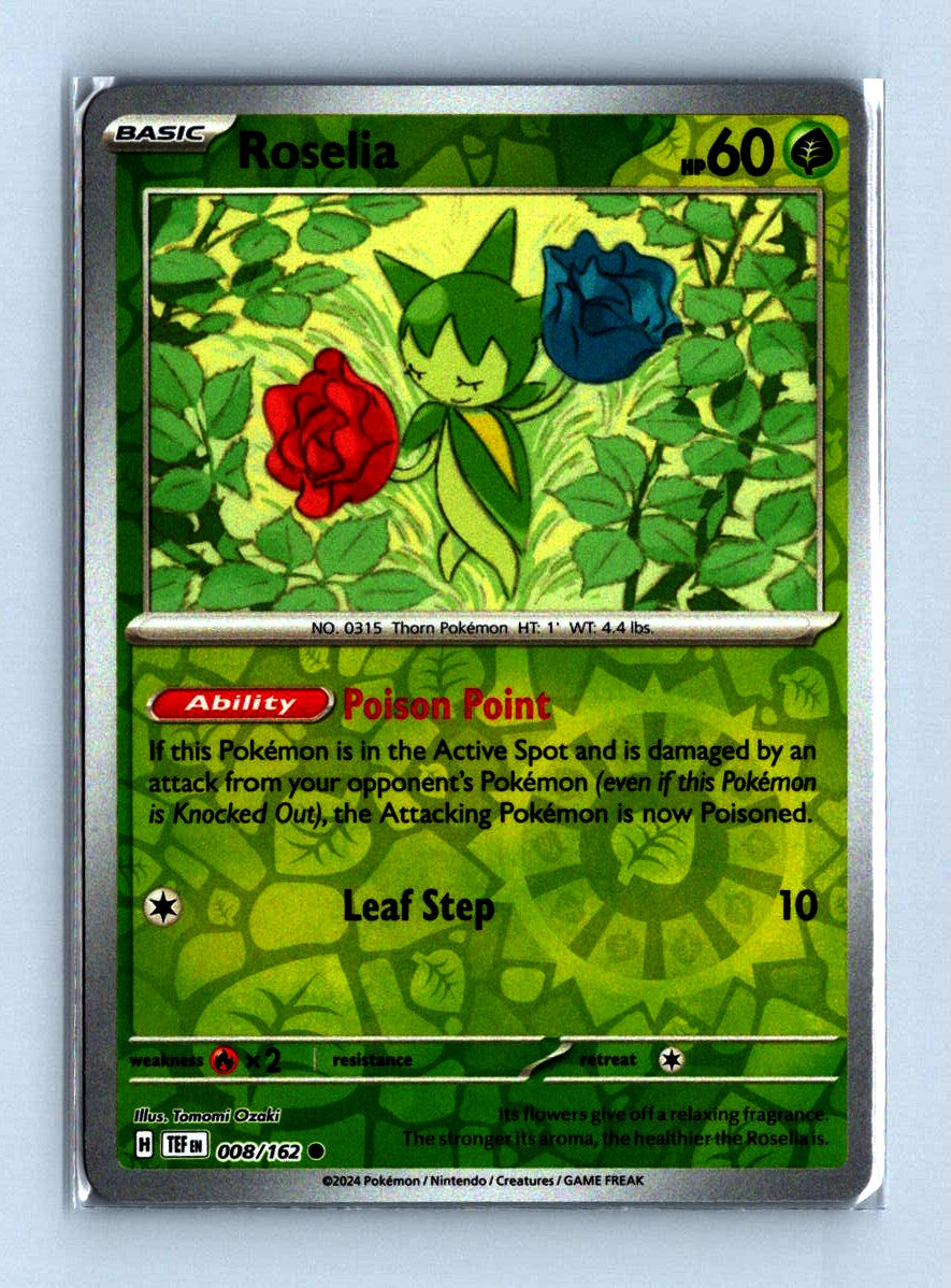 Roselia Reverse Holo 2024 Scarlet and Voilet - Temporal Forces Card # 008/162