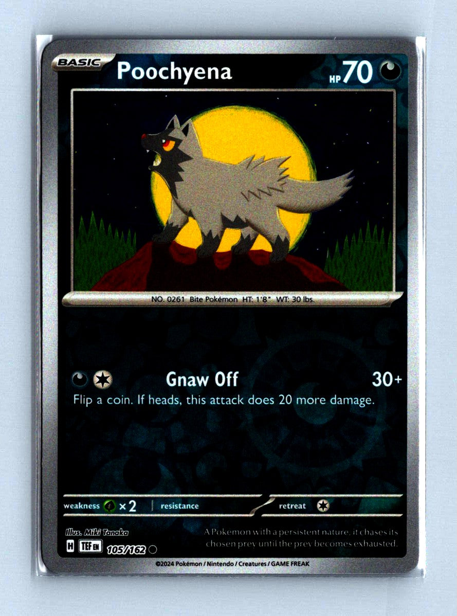 Poochyena Reverse Holo 2024 Scarlet and Voilet - Temporal Forces Card # 105/162