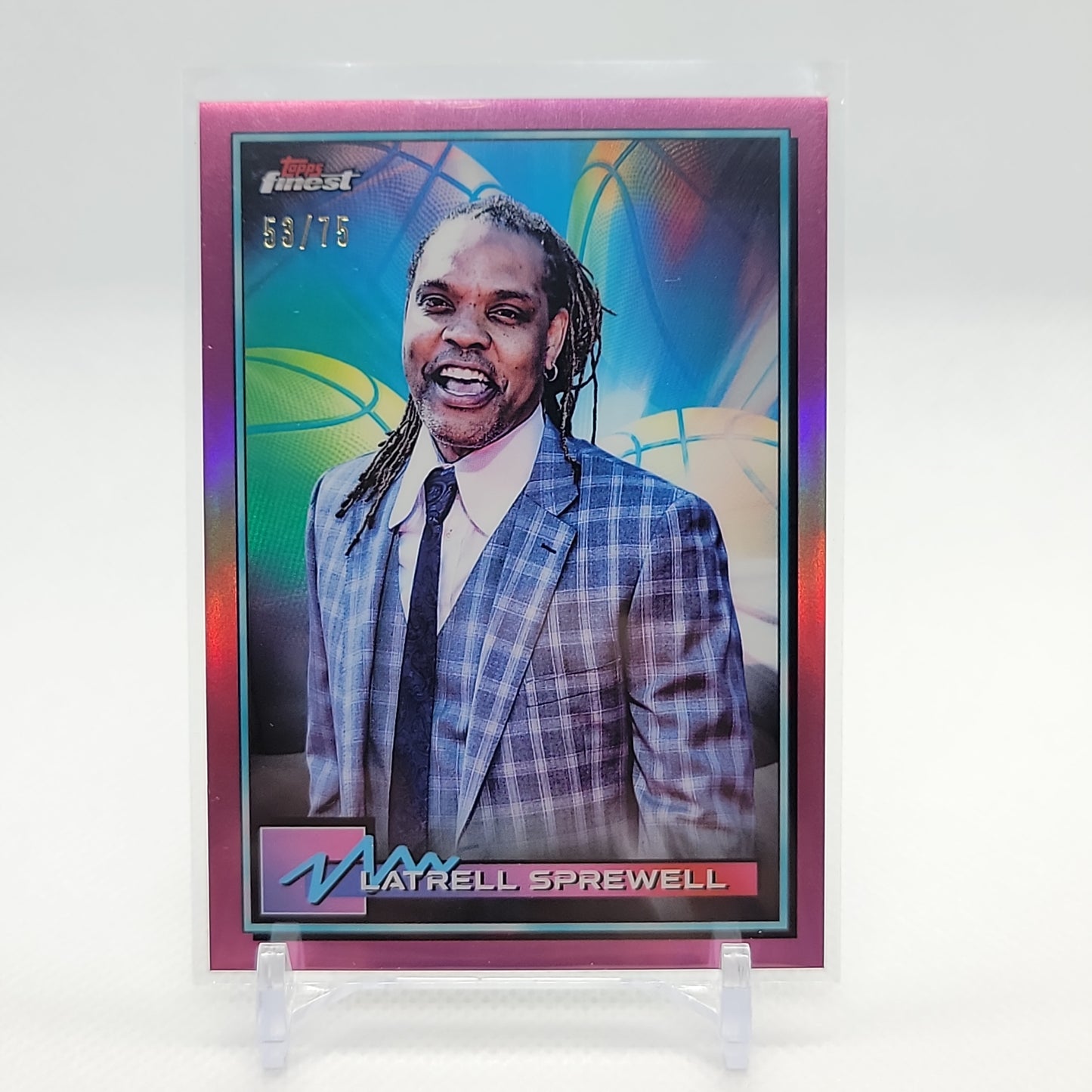Latrell Sprewell 53/75 Purple Refractor Topps Finest Basketball Card #7