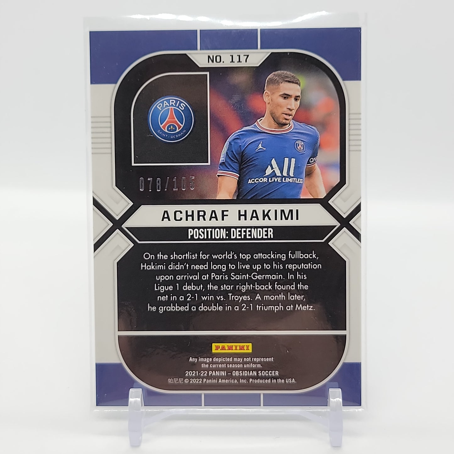 Achraf Hakimi /105 Base Obsidian Card No. 117