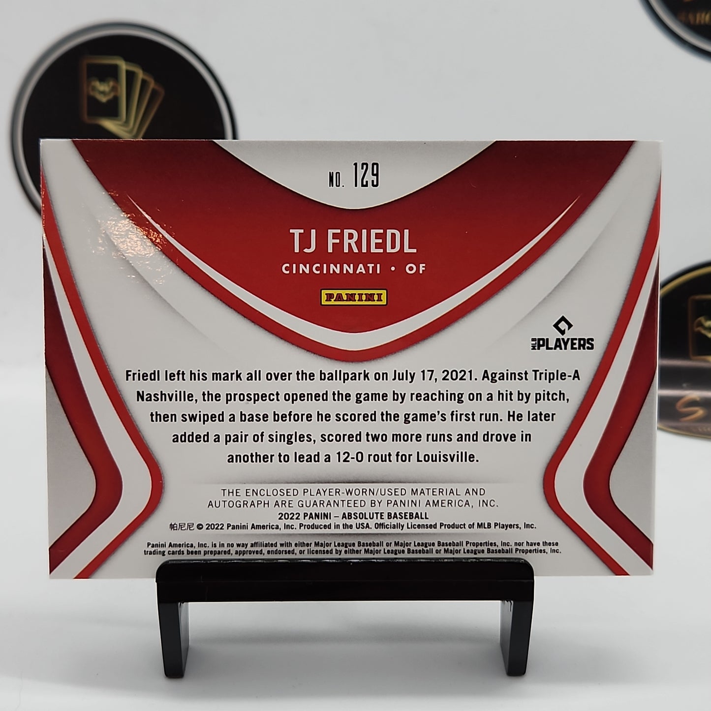 TJ Friedl Material Booklet Signatures 15/50 RC #129