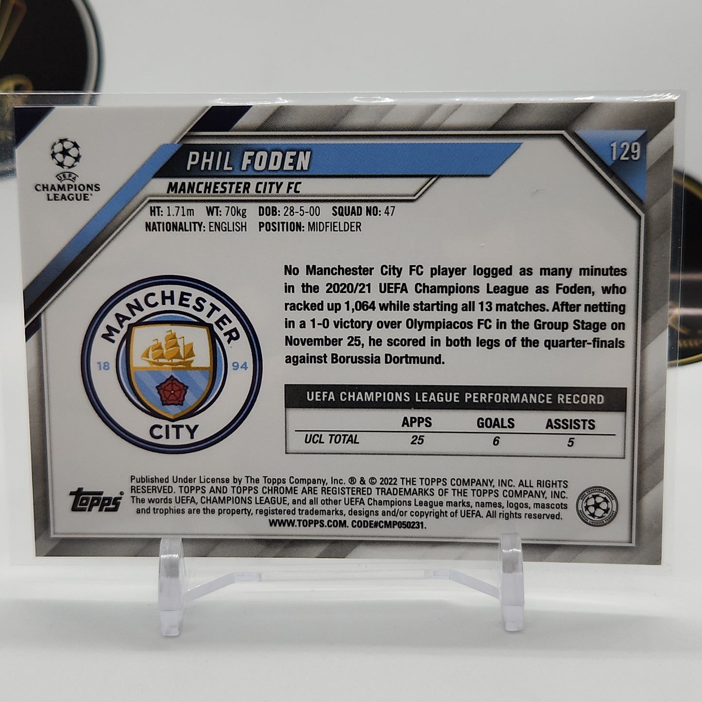 Phil Foden Black and White Ray Wave Card #129