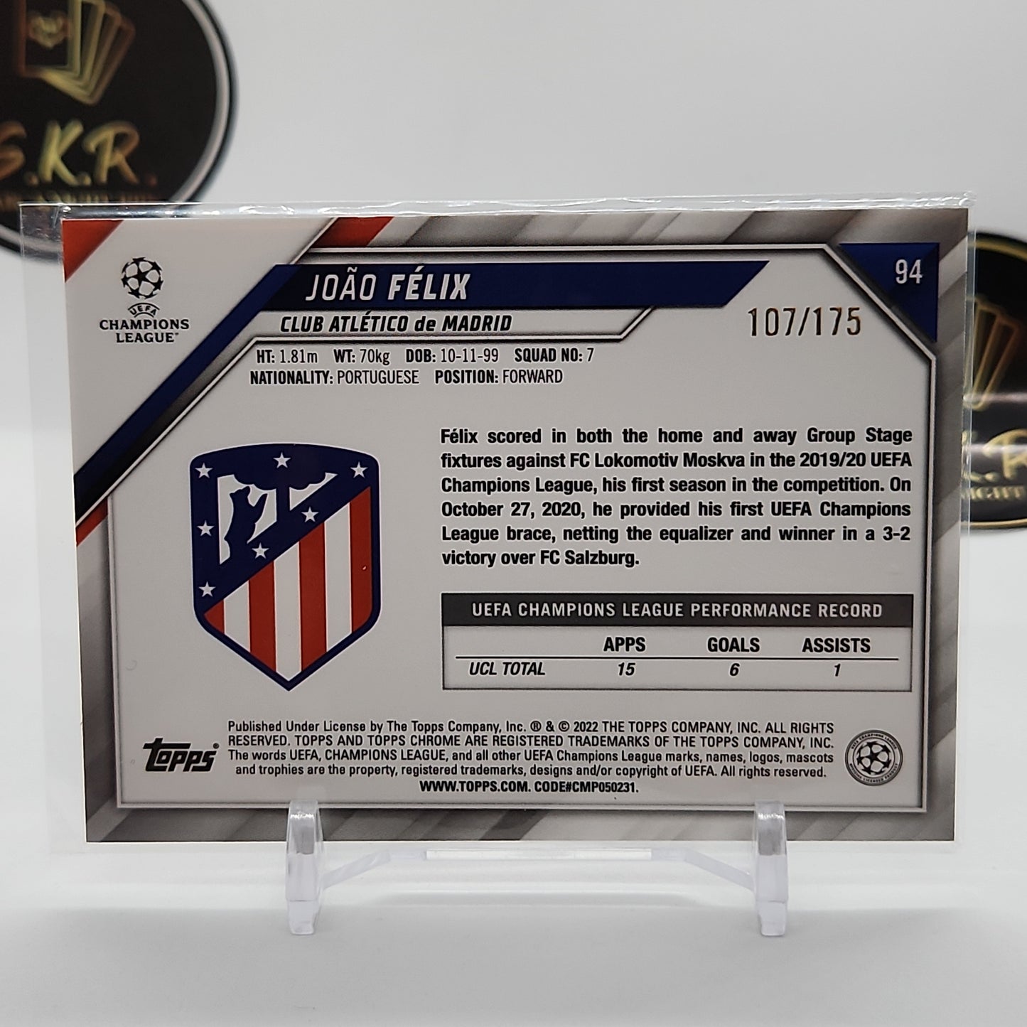 Joao Felix Chrome Pink Refractor /175 Card #94