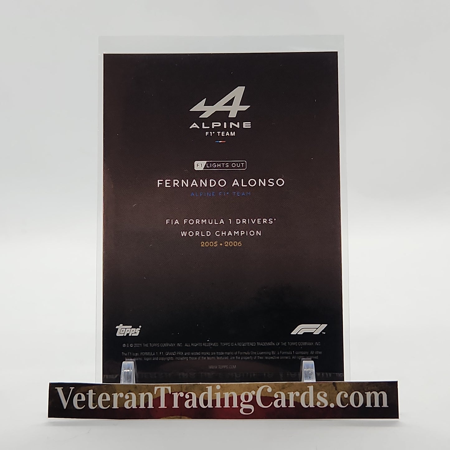 Fernando Alonso Yellow Drivers World Champion Topps F1 Lights Out Card