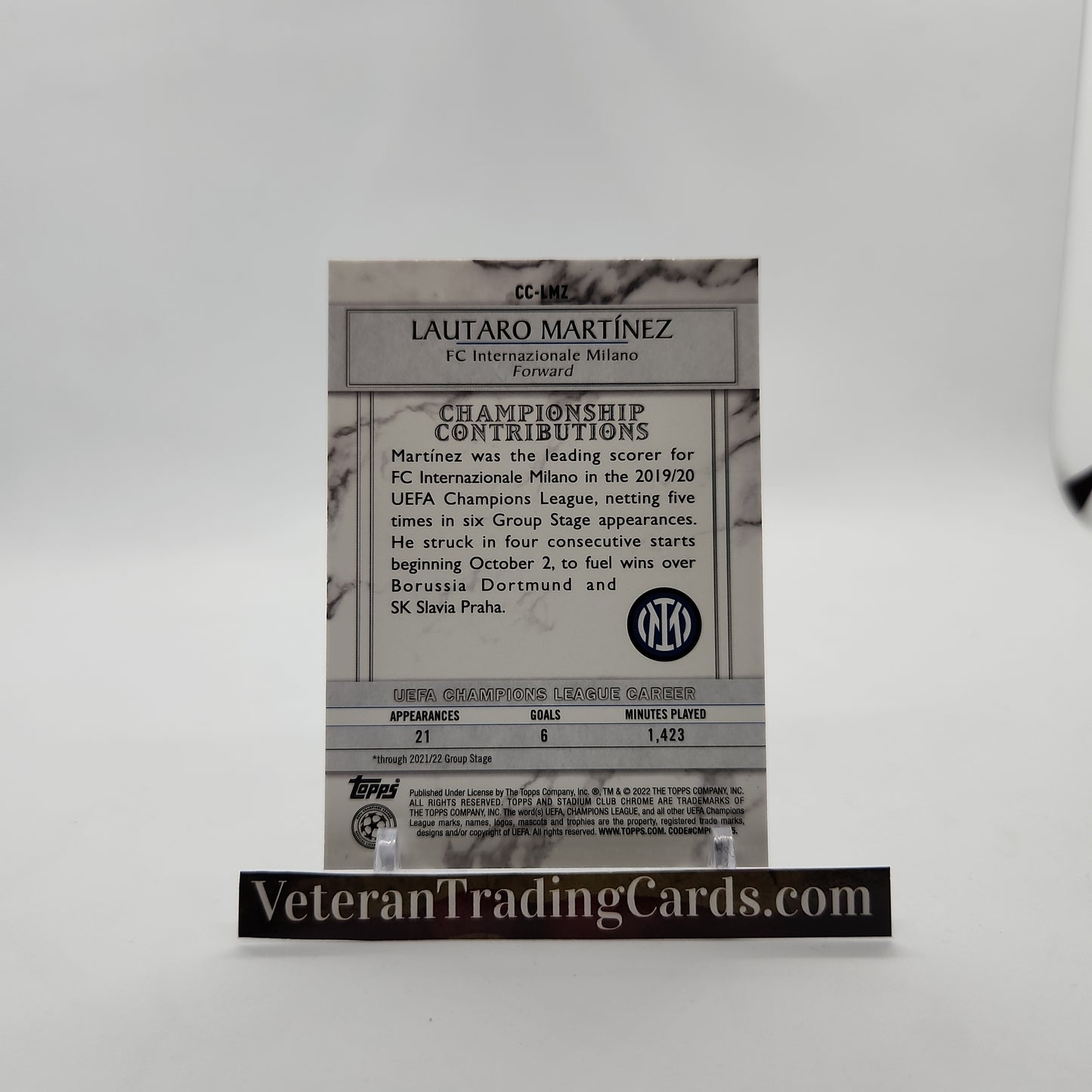 Lautaro Martinez Championship Contributions Stadium Club Chrome Card #CC-LMZ