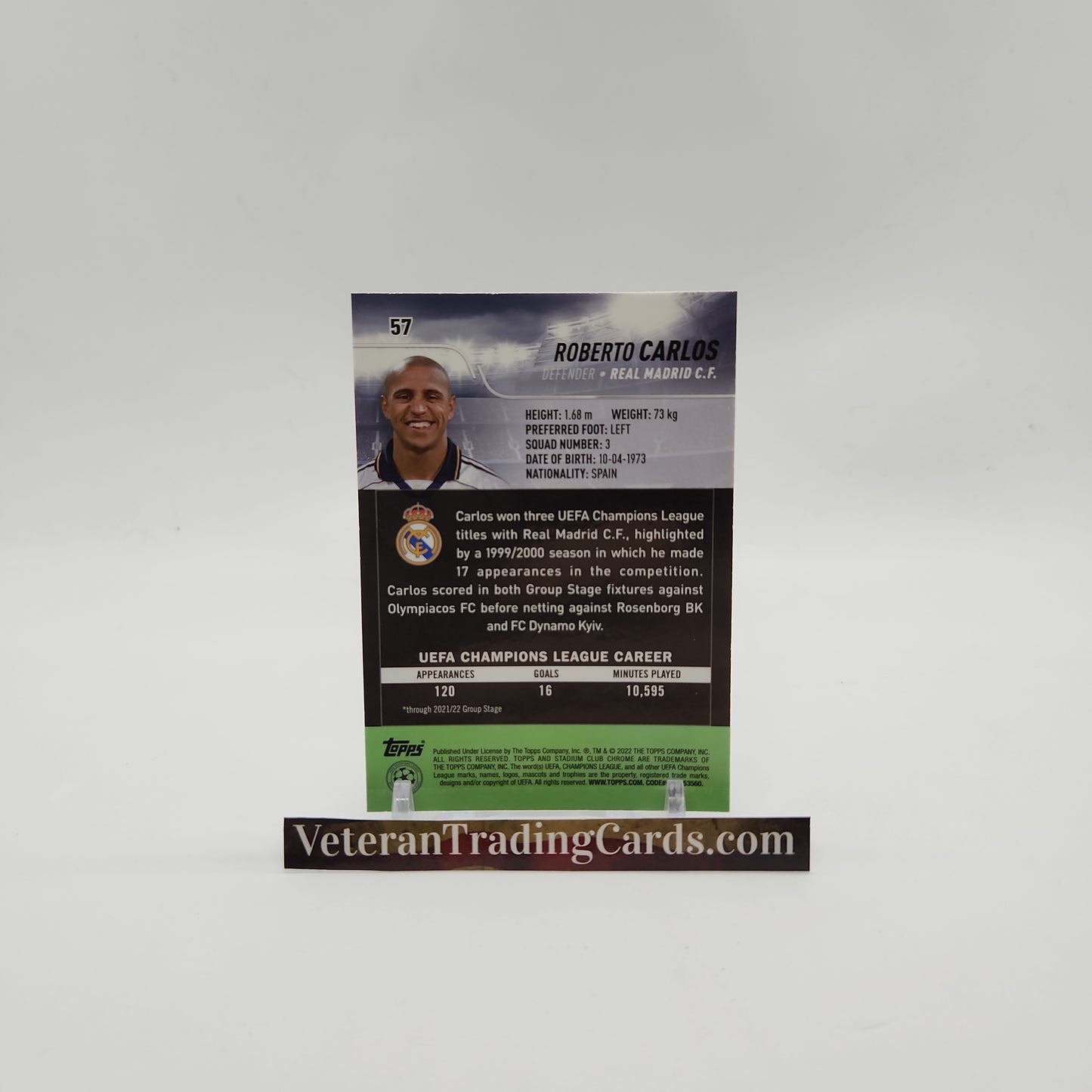 Roberto Carlos Stadium Club Chrome Card #57