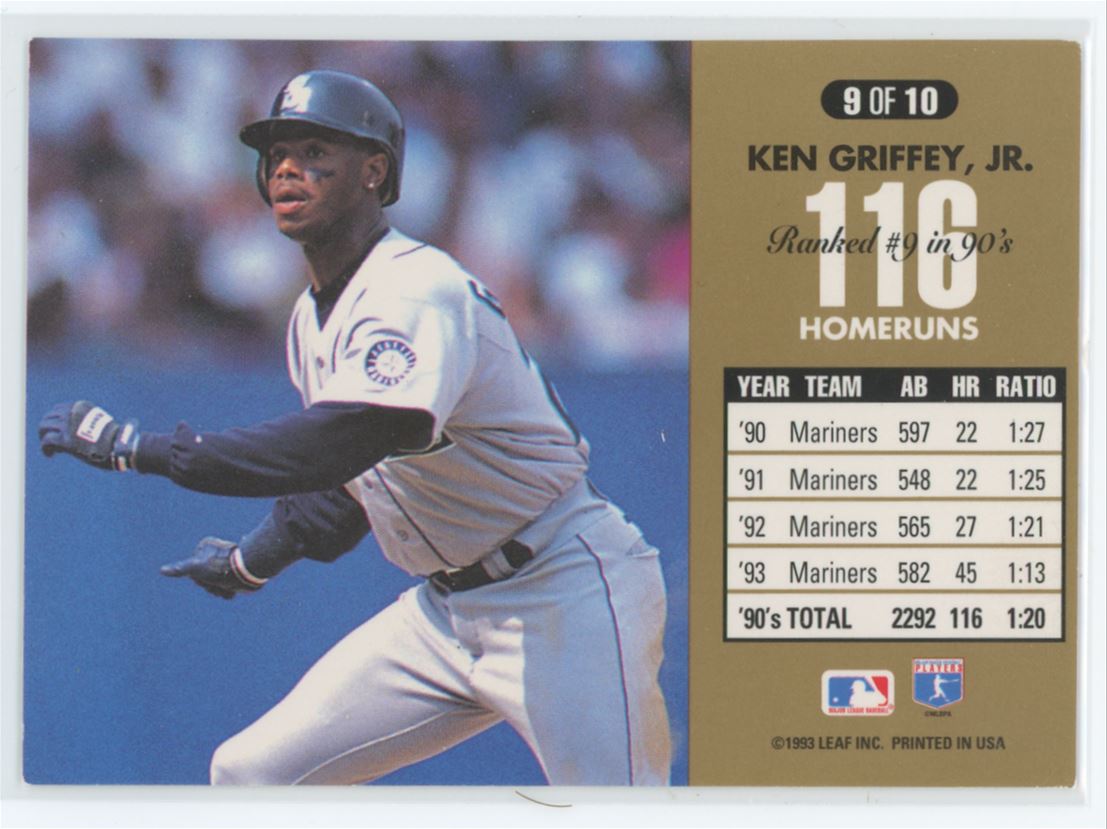 Ken Griffey Jr. 1994 Donruss 90's Dominators Homeruns Card# 9