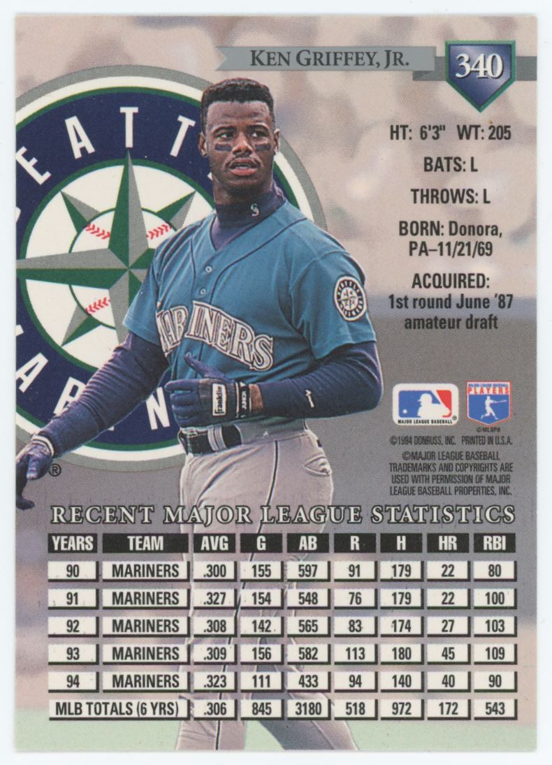 Ken Griffey Jr. 1994 Donruss Card # 340