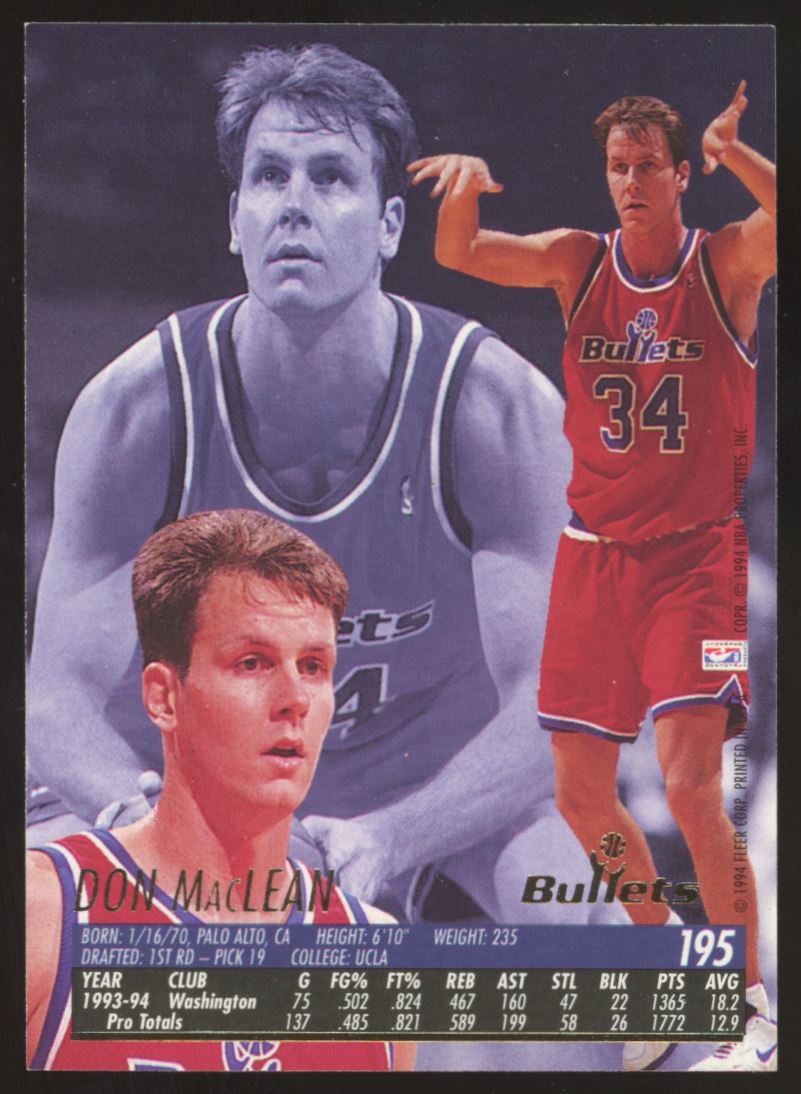 Don MacLean 1994 Fleer Card # 234