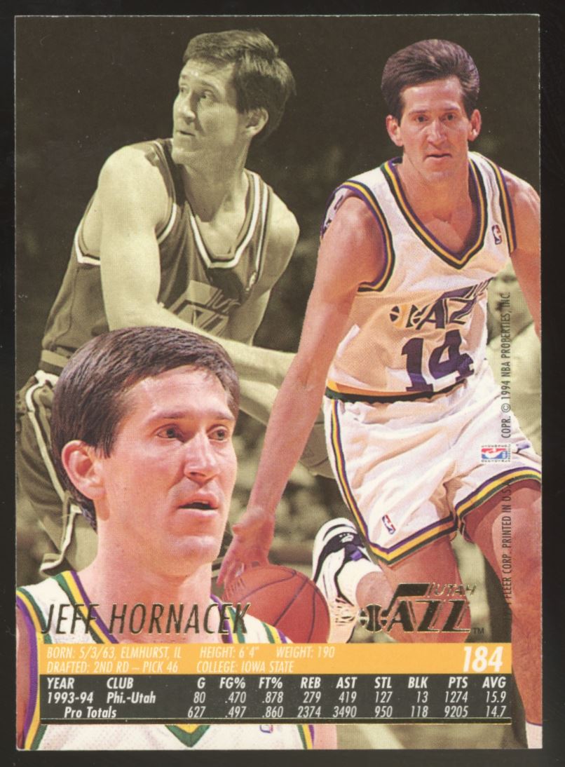 Jeff Hornacek 1994 Ultra Card # 184
