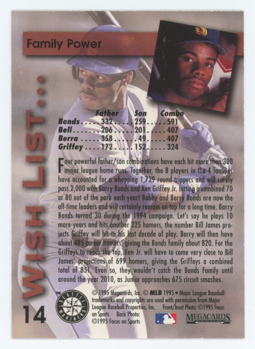 Ken Griffey Jr. 1995 Megacards Card# 14