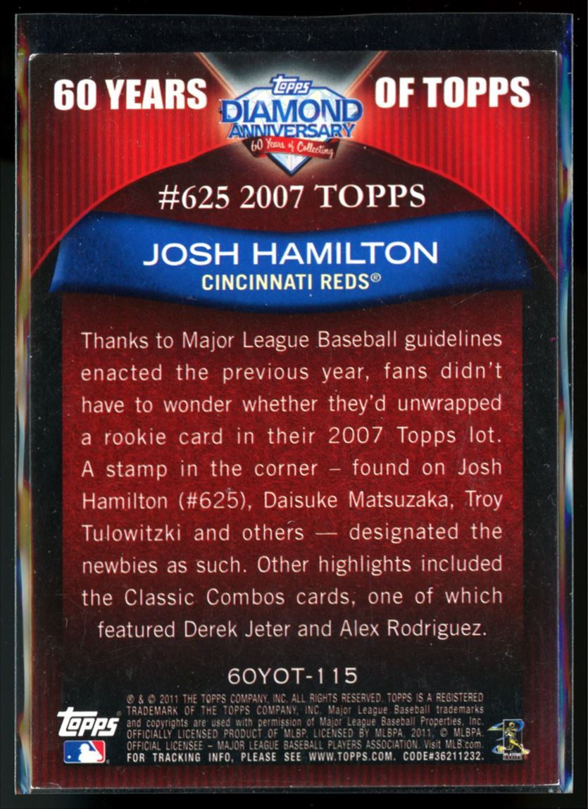 Josh Hamilton 2011 Topps Rookie Card # 625