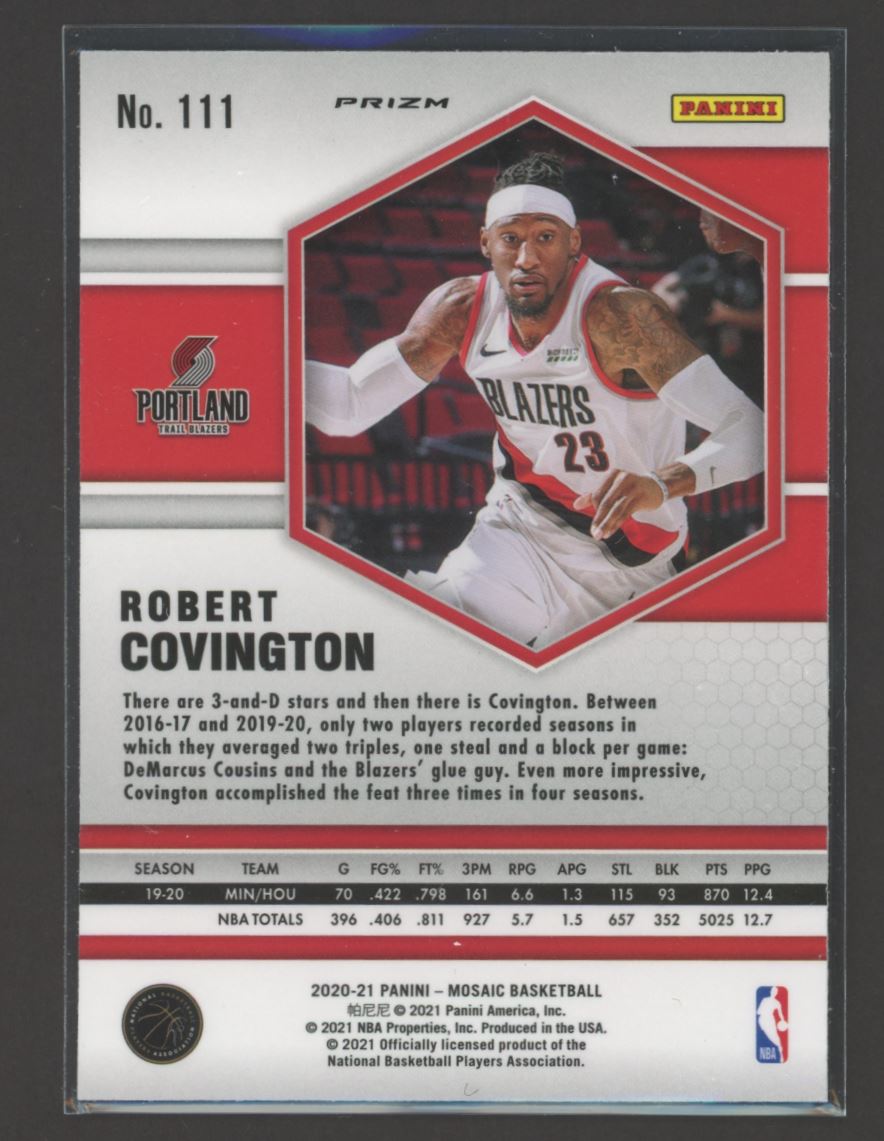 Robert Covington Pink Camo Prizm 2020 Panini Mosaic Card # 111