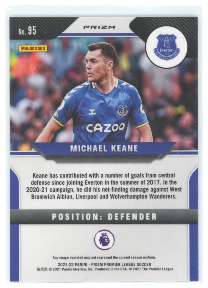 Michael Keane Silver Breakaway Prizm 2020 Panini Prizm Premier Leauge Card # 95