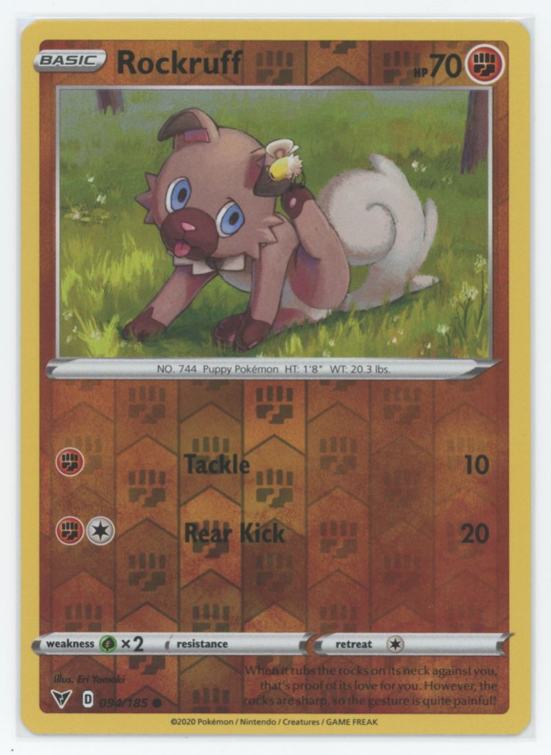 Rockruff Reverse Holo 2020 Sword & Shield - Vivid Voltage Card # 94
