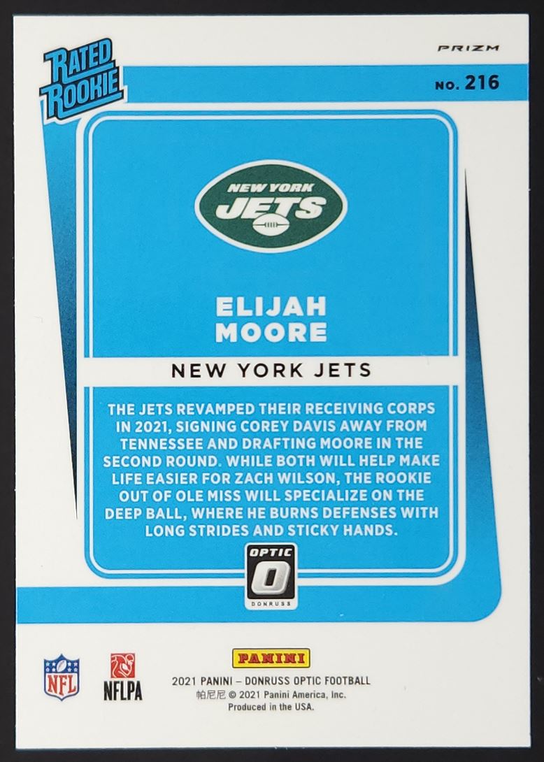 Elijah Moore Bronze Prizm 2021 Donruss Optic Rookie Card # 216